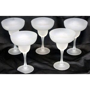 5 Frosted White Margarita Glasses 6.5'' Barware Classic Cocktail Drink